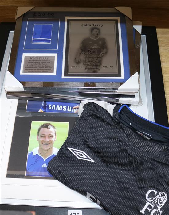 John Terry, Chelsea and England footballer signed replica Chelsea away shirt and five signed photos